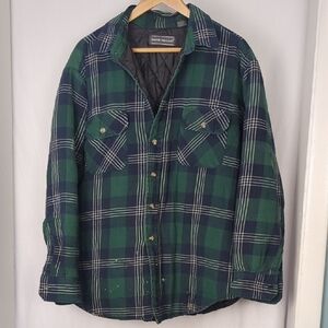 VINTAGE David Taylor Green Plaid Quilt Lined Flannel Shirt Jacket